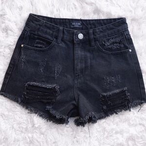 Iris Jeans Women's Black Distressed Jean Shorts
